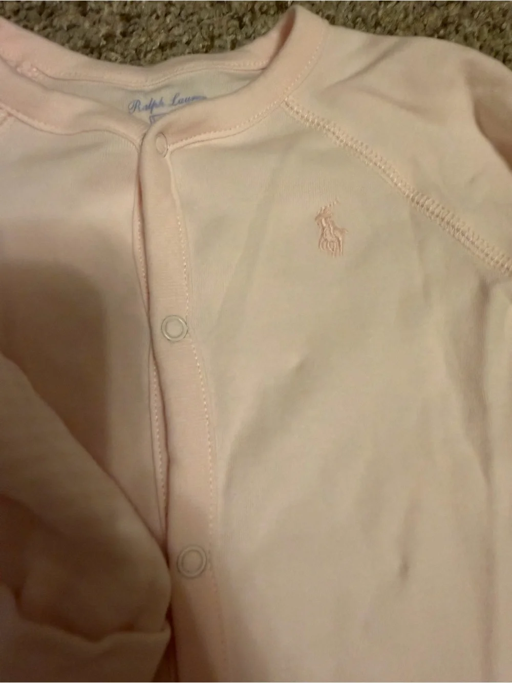 Ralph Lauren Baby Pink Footed One-Piece Sleepers - Set of 2